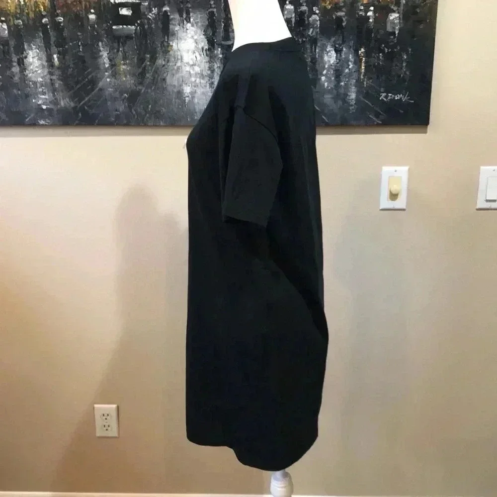 Madewell 100% Cotton Crew Neck Black Short Sleeved Boyfriend Tee Shirt Dress- M